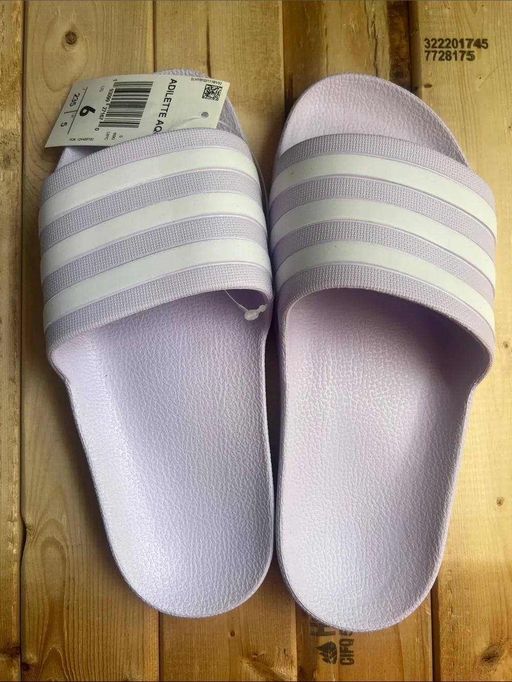 Women’s Slide Sandals - Light Lavender with White Stripes